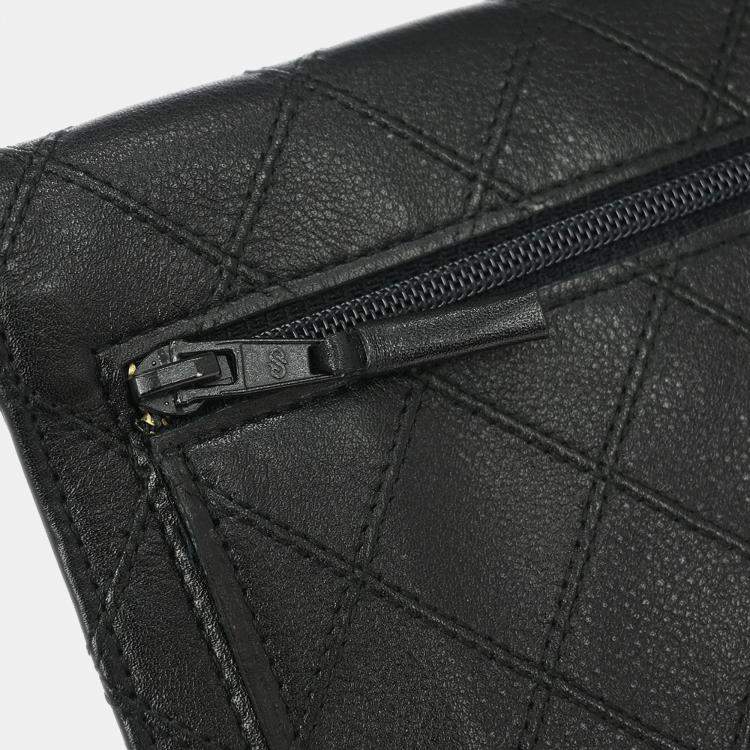 Pre Owned Chanel Bicolore Black Lambskin Leather Wallet Coin Purse