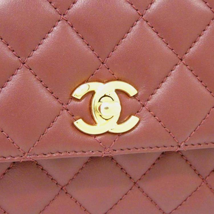 Pre Owned Chanel Bordeaux Leather Handbag