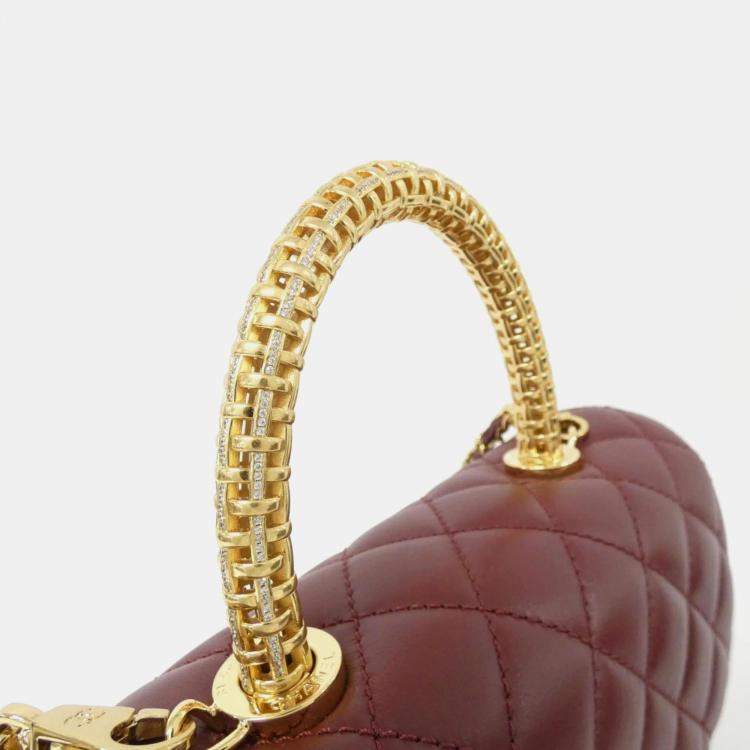 Pre Owned Chanel Bordeaux Leather Handbag