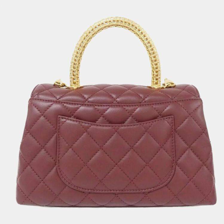 Pre Owned Chanel Bordeaux Leather Handbag