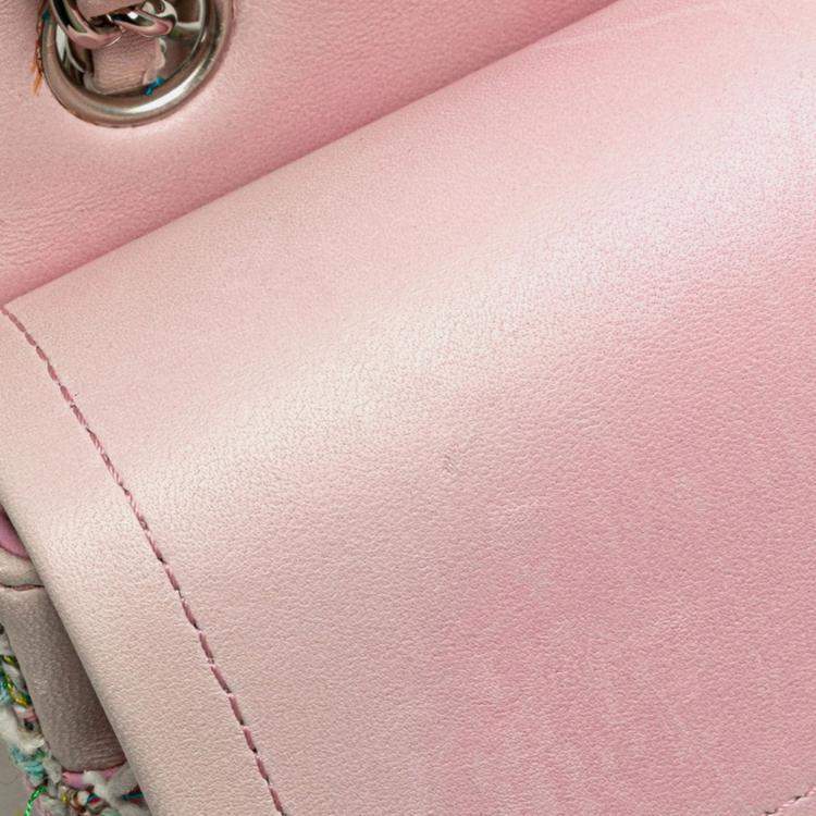 Pre Owned Chanel Double Flap Multicolor Tweed Leather Shoulder Bag