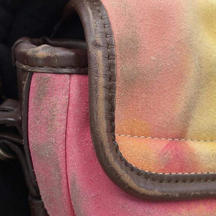 Pre Owned Chanel Coco Mark Embroidered Suede Shoulder Bag