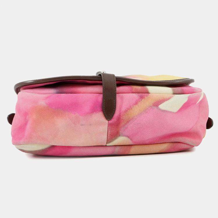 Pre Owned Chanel Coco Mark Embroidered Suede Shoulder Bag