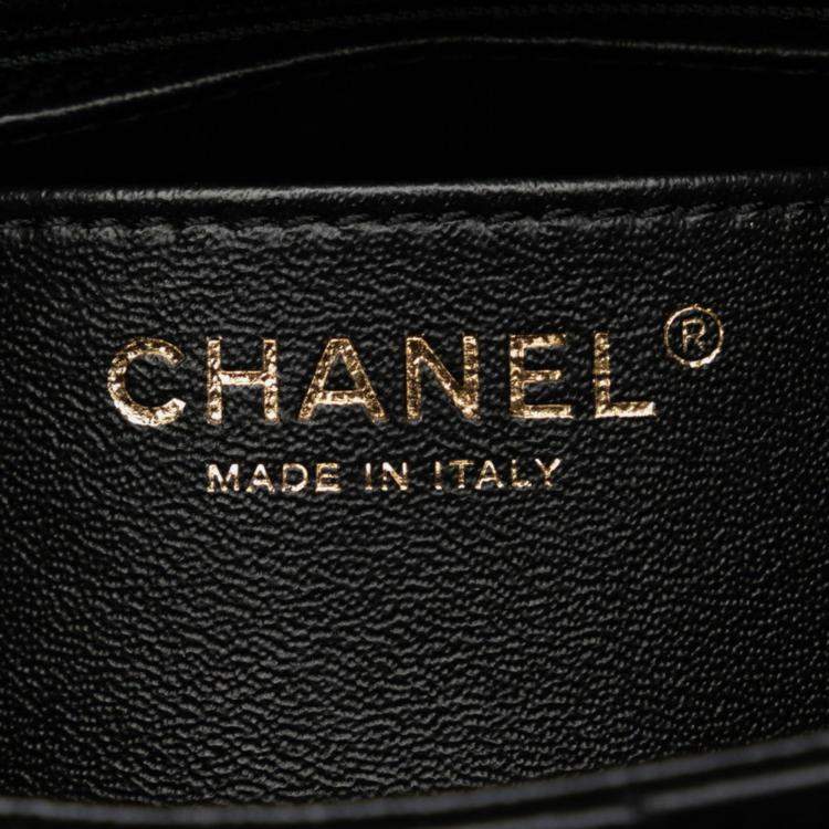 Pre Owned Chanel Reverse Chevron Black Lambskin Leather Top Handle Bag