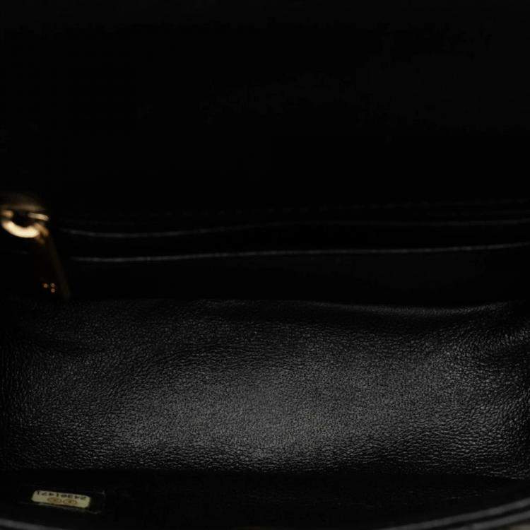 Pre Owned Chanel Reverse Chevron Black Lambskin Leather Top Handle Bag