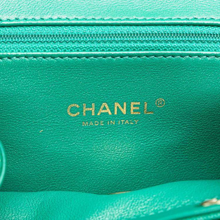 Pre Owned Chanel Matelasse Coco Mark Backpack In Green Caviar Leather