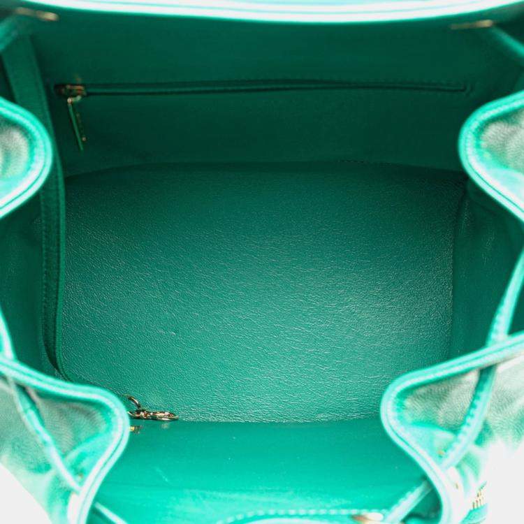 Pre Owned Chanel Matelasse Coco Mark Backpack In Green Caviar Leather