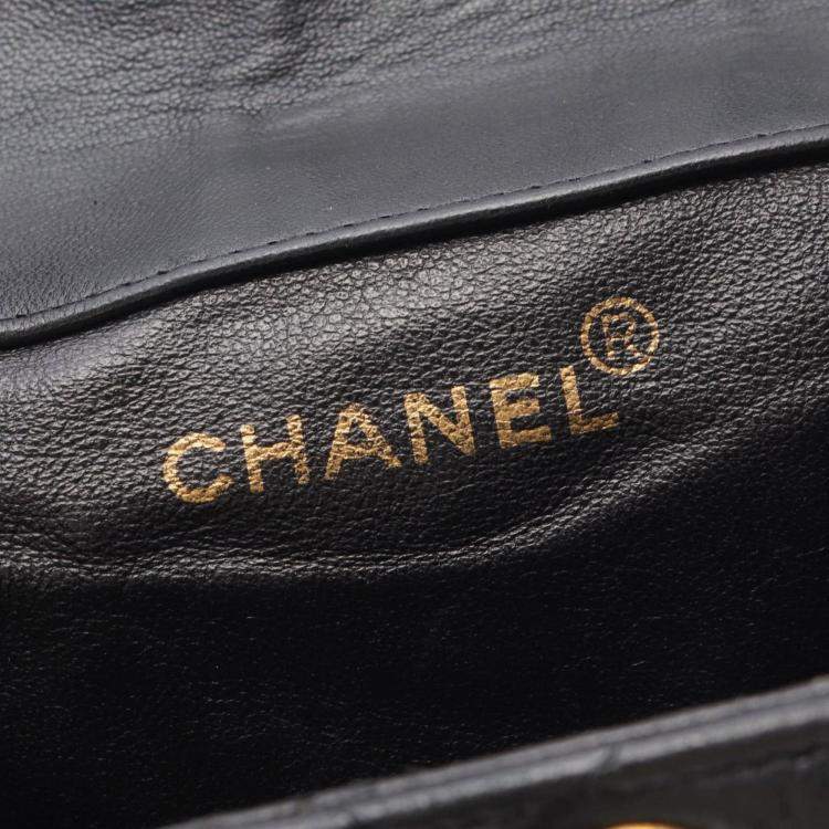 Pre Owned Chanel Matelasse Backpack Bag In Lambskin Leather Black