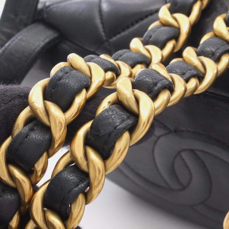 Pre Owned Chanel Matelasse Backpack Bag In Lambskin Leather Black