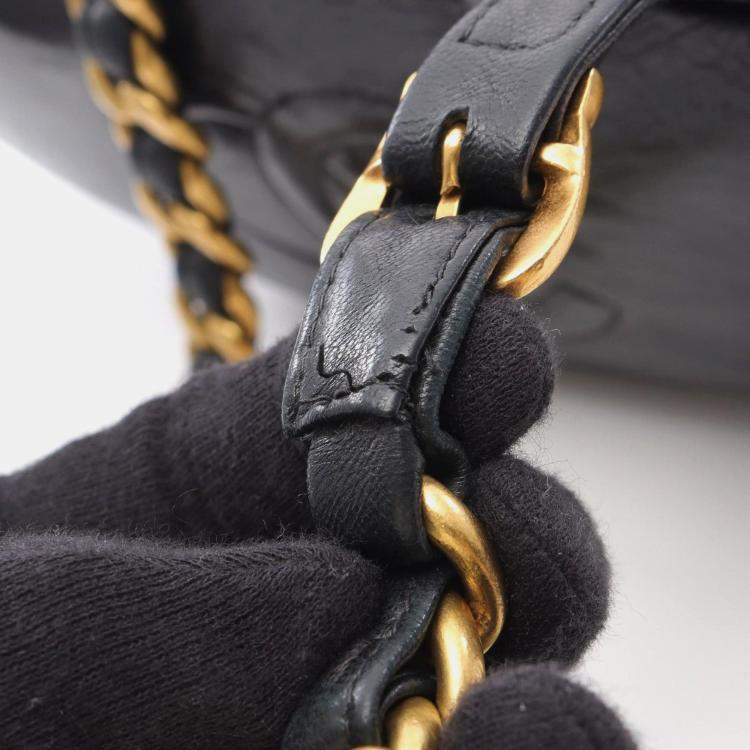 Pre Owned Chanel Matelasse Backpack Bag In Lambskin Leather Black