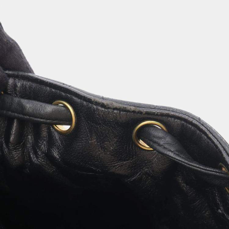 Pre Owned Chanel Matelasse Backpack Bag In Lambskin Leather Black