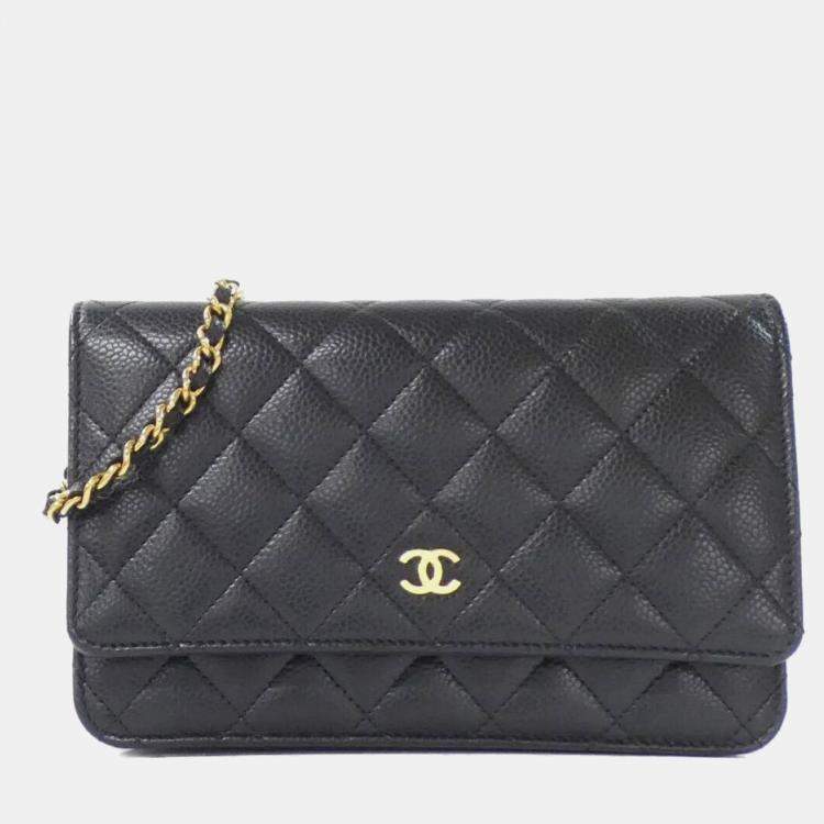Pre Owned Chanel Timeless Classic Caviar Leather Wallet on Chain