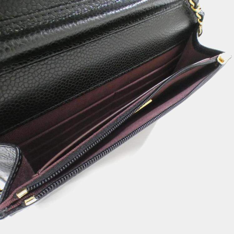 Pre Owned Chanel Timeless Classic Caviar Leather Wallet on Chain