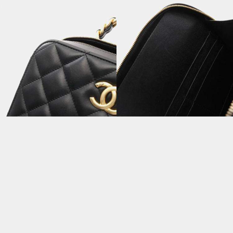 Pre Owned Chanel Matelasse Shoulder Bag Lambskin (Sheepskin) Black