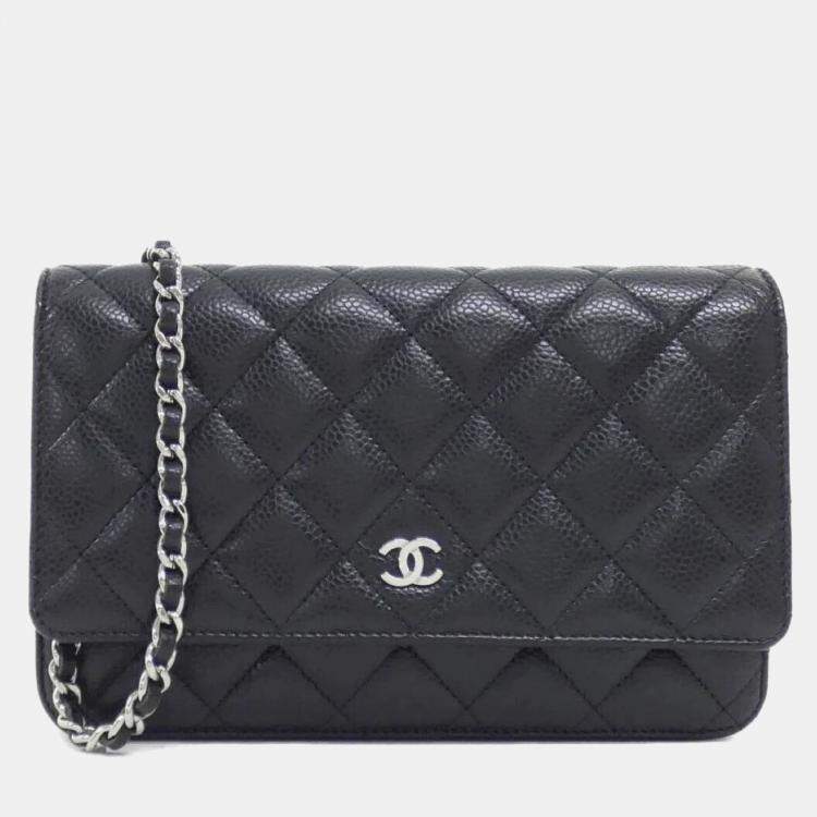 Pre Owned Chanel Timeless Classic Caviar Leather Wallet on Chain