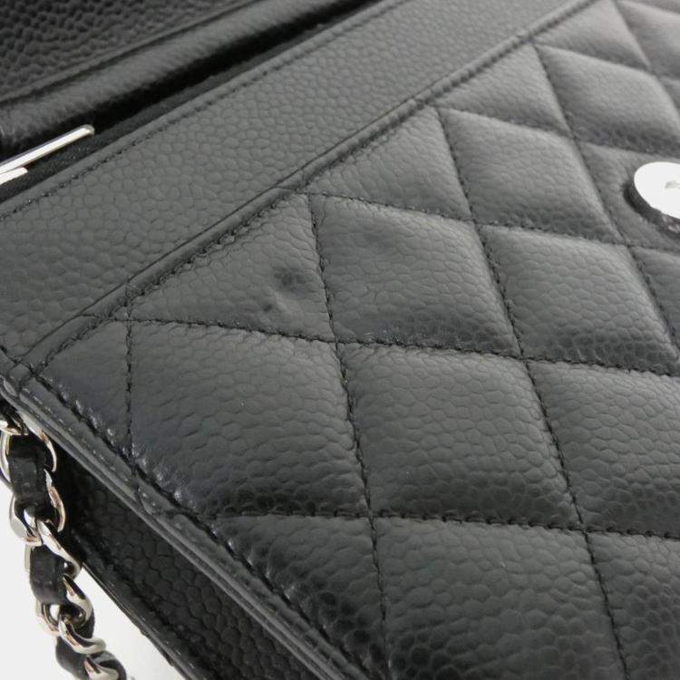 Pre Owned Chanel Timeless Classic Caviar Leather Wallet on Chain
