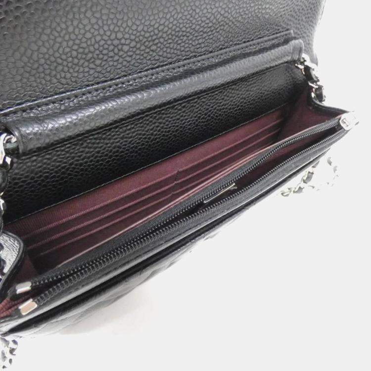 Pre Owned Chanel Timeless Classic Caviar Leather Wallet on Chain