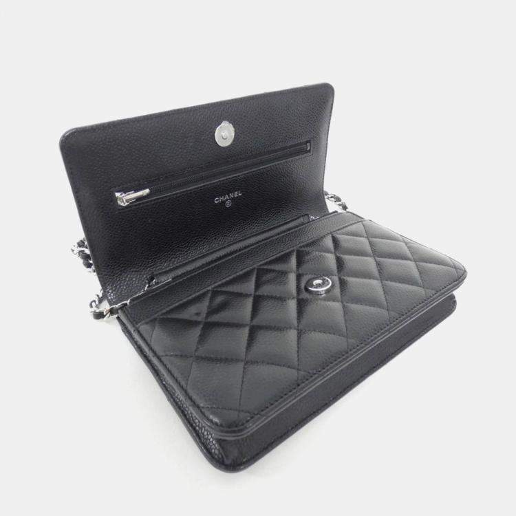 Pre Owned Chanel Timeless Classic Caviar Leather Wallet on Chain