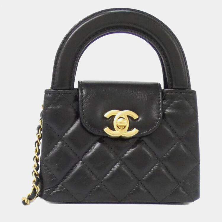 Pre Owned Chanel Black Calf Chain Clutch 