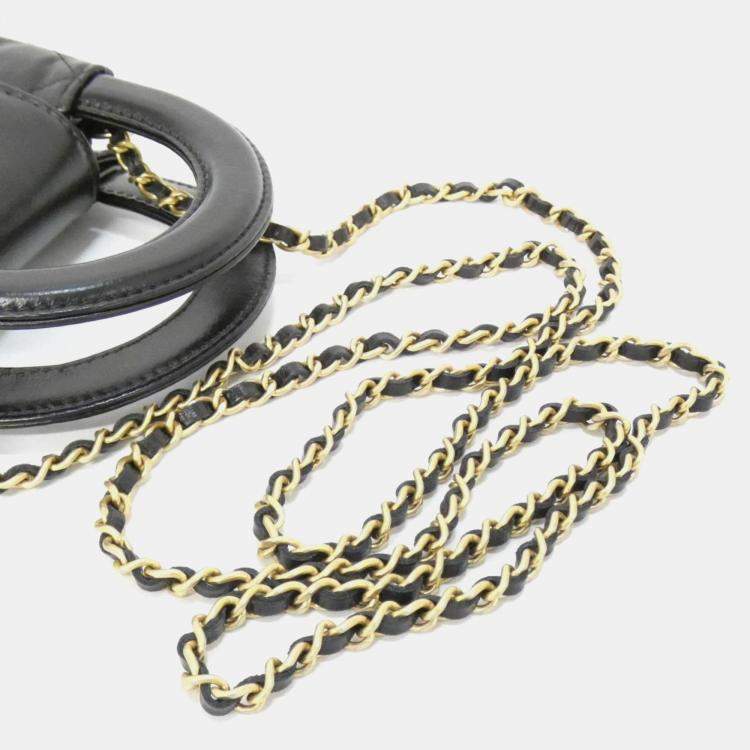 Pre Owned Chanel Black Calf Chain Clutch 