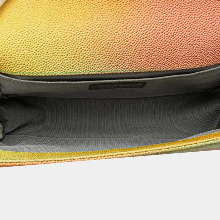 مملوكة مسبقًا Chanel Boy Chanel Coco Mark Chain Shoulder Bag In Multicolored Caviar Skin