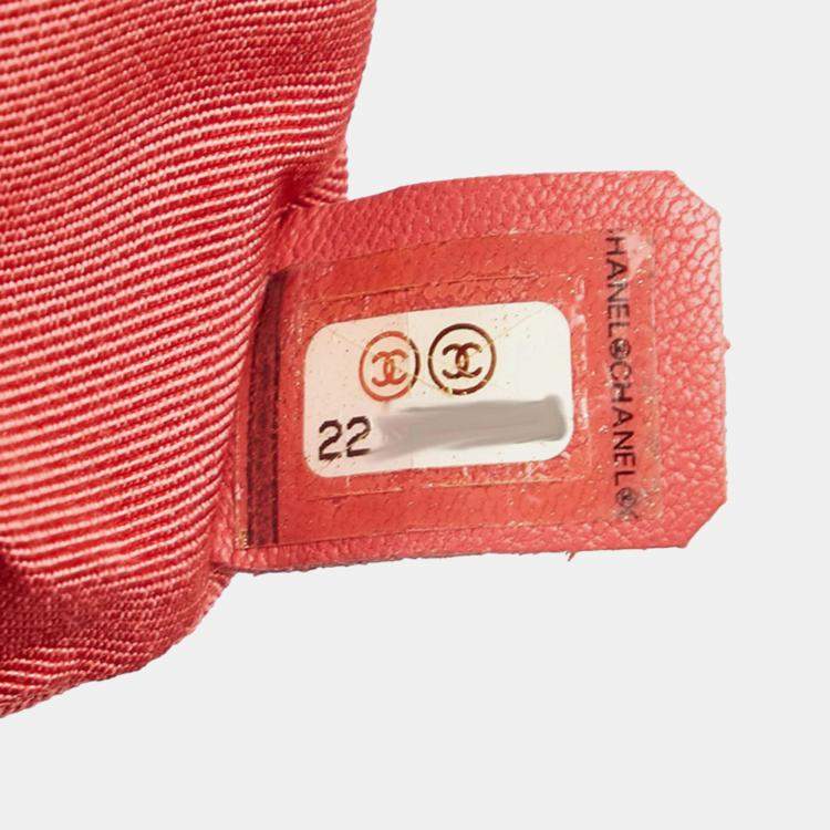 Pre Owned Chanel Matelasse Coco Mark Chain Backpack Red Lambskin