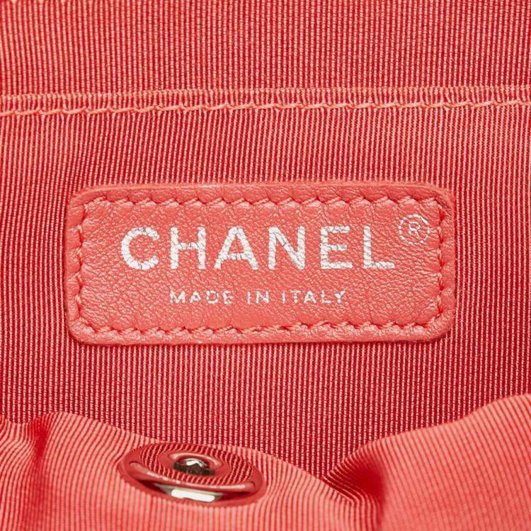 Pre Owned Chanel Matelasse Coco Mark Chain Backpack Red Lambskin