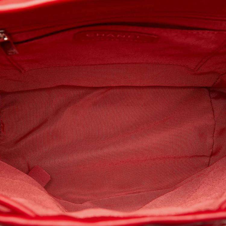 Pre Owned Chanel Matelasse Coco Mark Chain Backpack Red Lambskin
