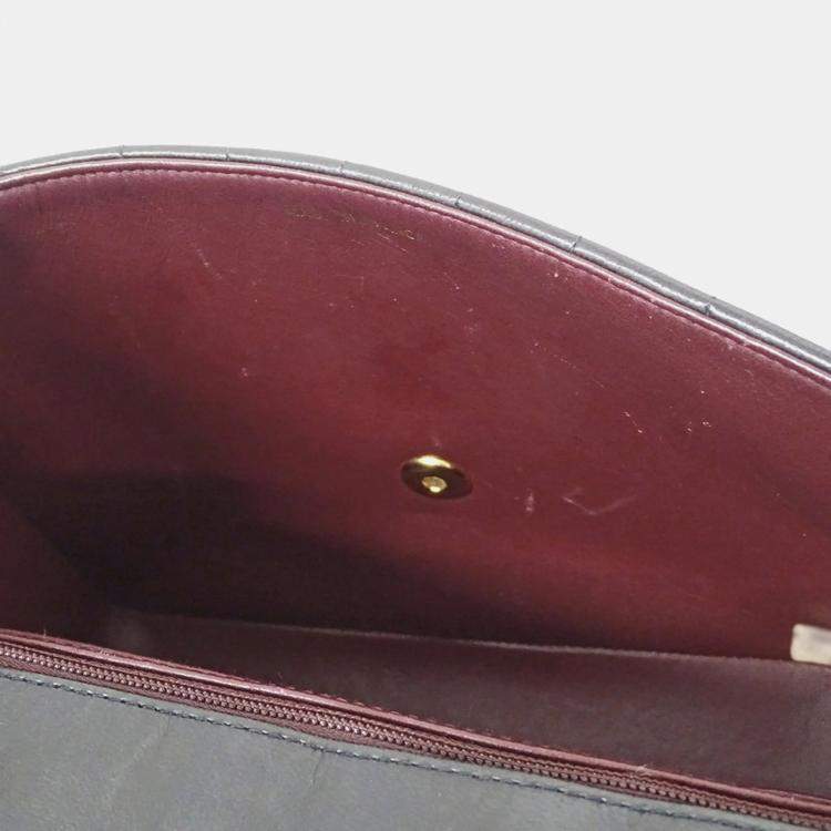 Pre Owned Chanel Shoulder Bag V-Stitched Lambskin Black With Gold Hardware And Double Chain