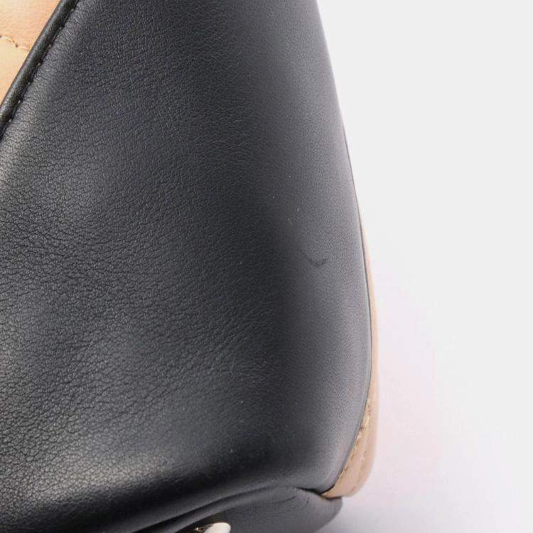 Pre Owned Chanel Cambon Line Small Tote Bag Leather Pink And Black