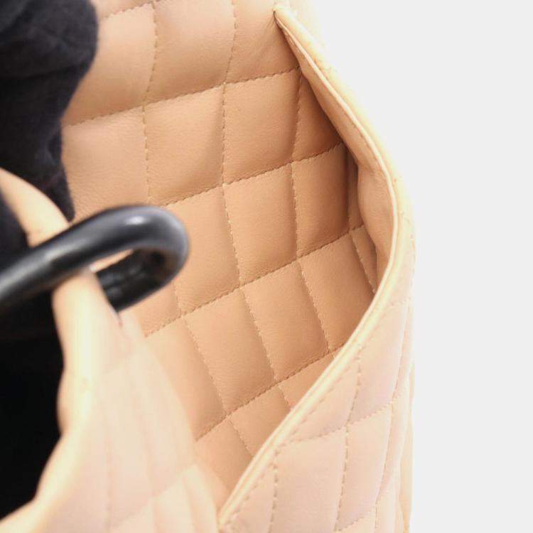 Pre Owned Chanel Cambon Line Small Tote Bag Leather Pink And Black