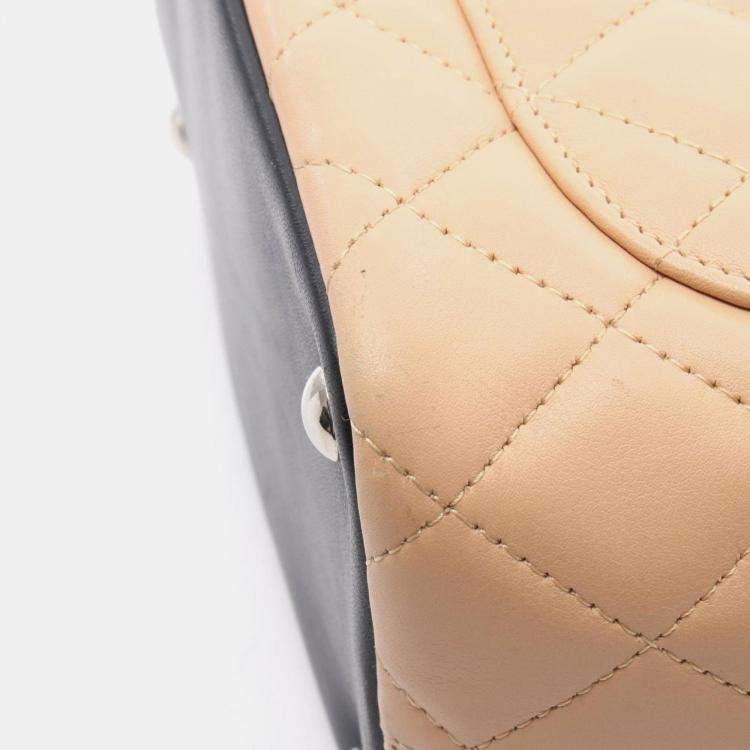 Pre Owned Chanel Cambon Line Small Tote Bag Leather Pink And Black