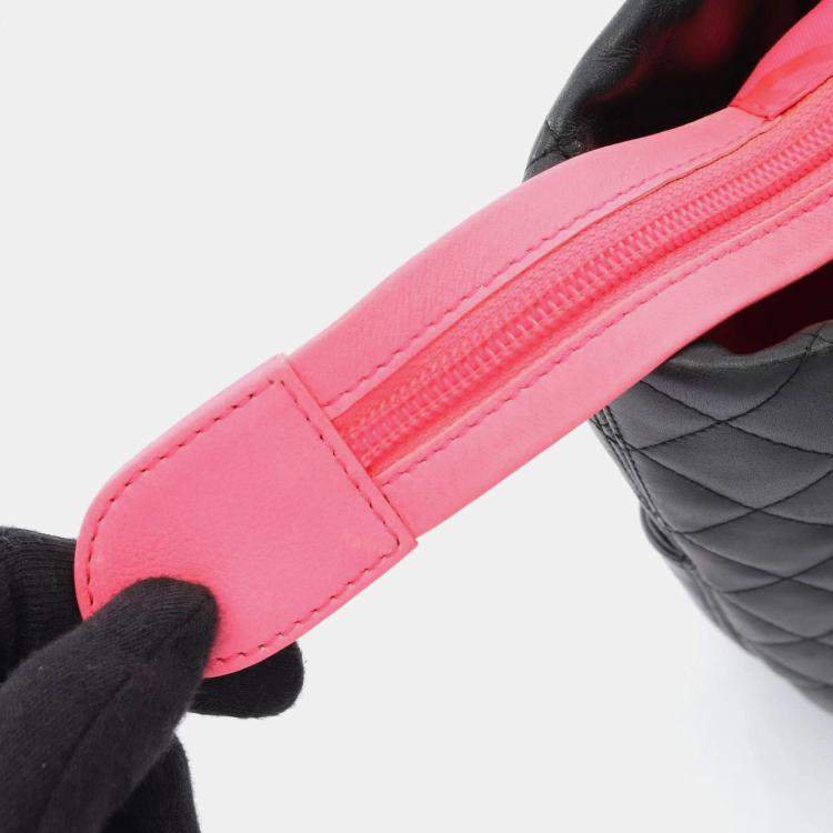 Pre Owned Chanel Cambon Black White Leather Tote Bag