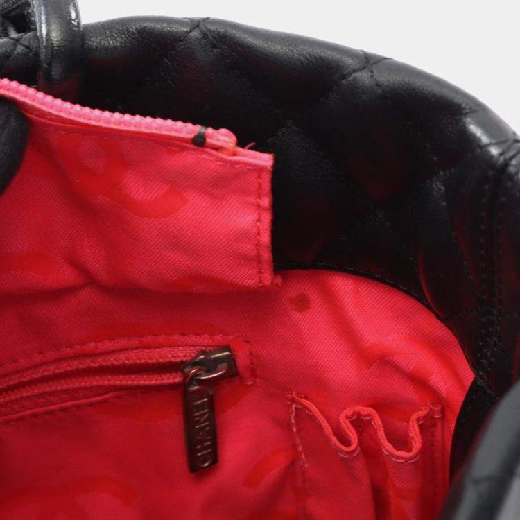 Pre Owned Chanel Cambon Black White Leather Tote Bag