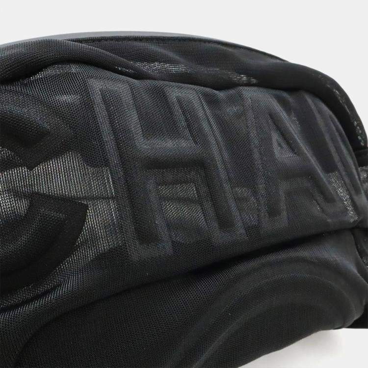 Pre Owned Chanel Mesh Black Nylon Fanny Pack Bag
