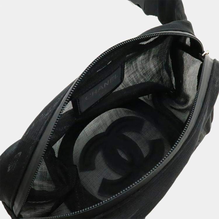 Pre Owned Chanel Mesh Black Nylon Fanny Pack Bag