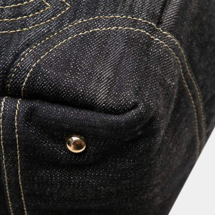 مملوكة مسبقًا Chanel Sparkling Denim Coco Mark Handbag Indigo Blue