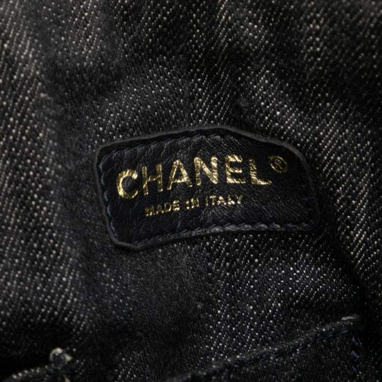 مملوكة مسبقًا Chanel Sparkling Denim Coco Mark Handbag Indigo Blue