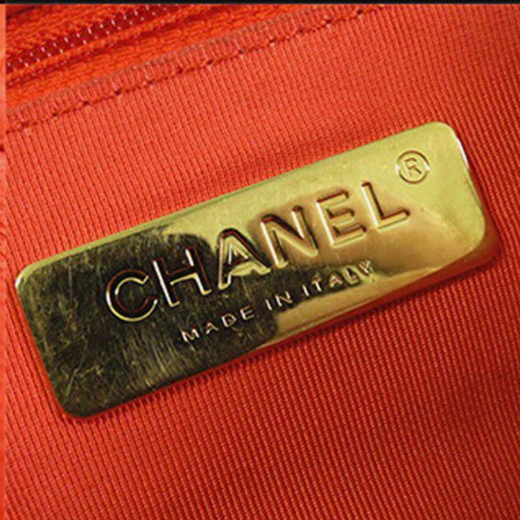 Pre Owned Chanel Orange Medium Lambskin 19 Flap