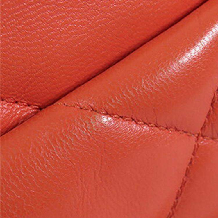 Pre Owned Chanel Orange Medium Lambskin 19 Flap