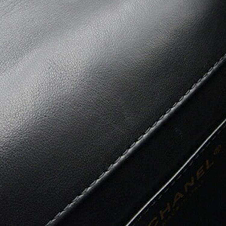 Pre Owned Chanel Black White Mini Square Quilted Tweed Houndstooth Straight Single Flap