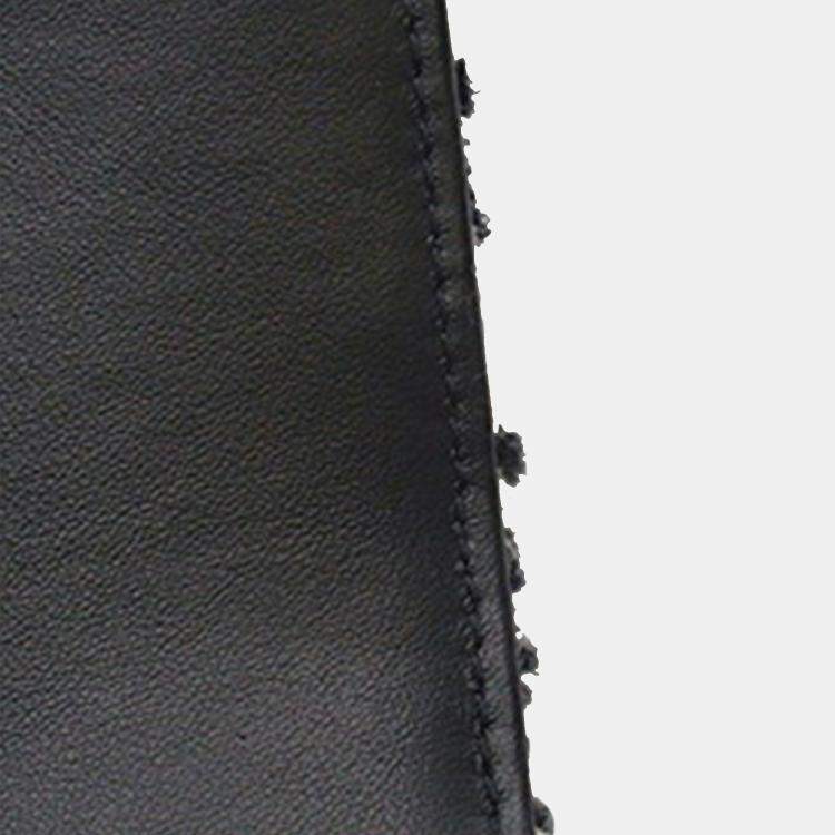 Pre Owned Chanel Black White Mini Square Quilted Tweed Houndstooth Straight Single Flap