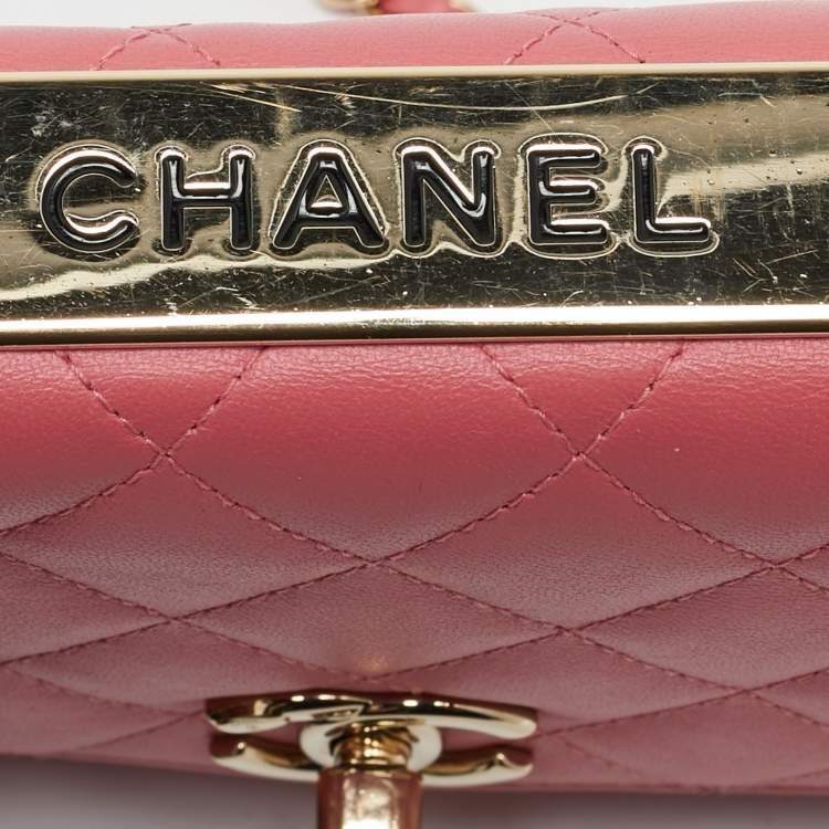 Pre Owned Chanel Trendy CC Pink Quilted Leather Wallet On Chain