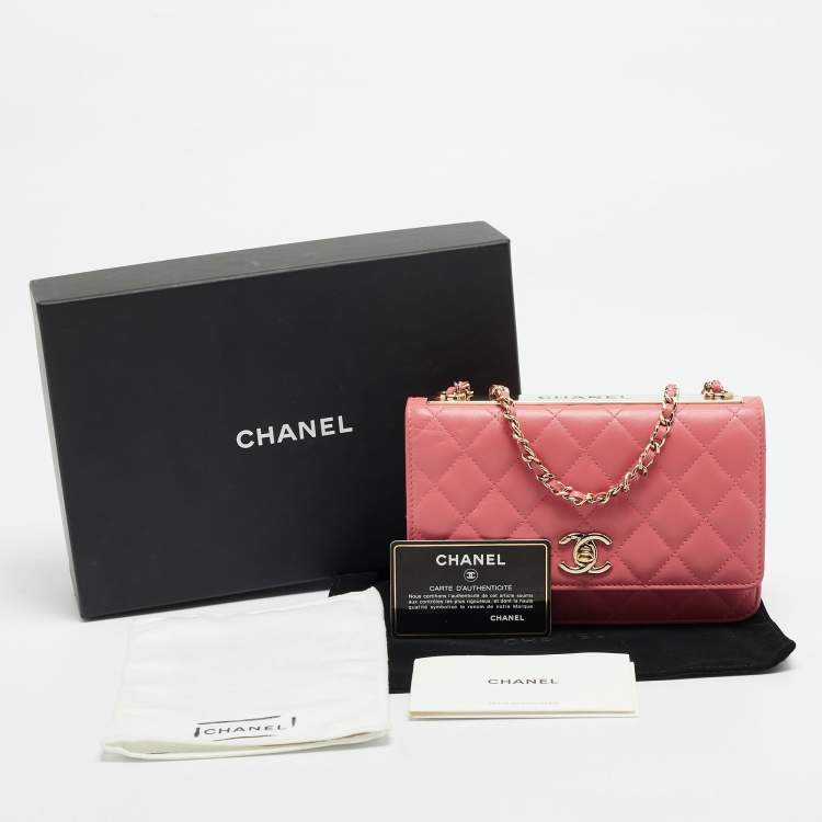 Pre Owned Chanel Trendy CC Pink Quilted Leather Wallet On Chain