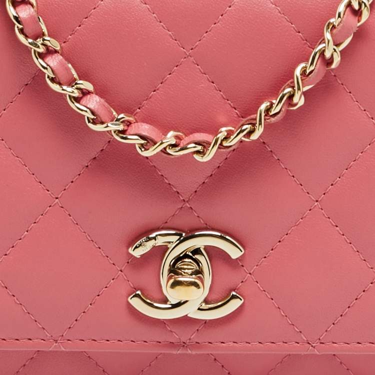 Pre Owned Chanel Trendy CC Pink Quilted Leather Wallet On Chain