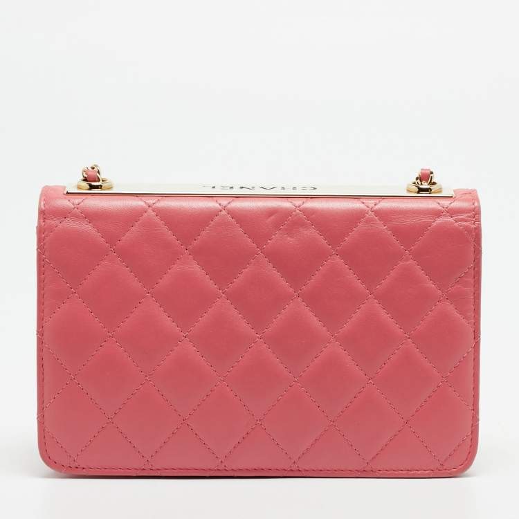 Pre Owned Chanel Trendy CC Pink Quilted Leather Wallet On Chain
