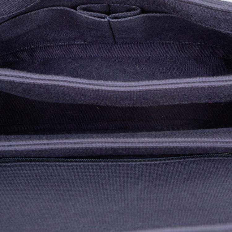 Pre Owned Chanel Blue Small Chevron Jersey Trendy CC Top Handle Flap