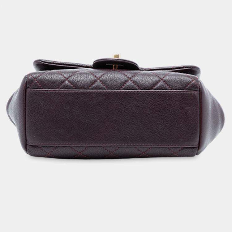 Pre Owned Chanel Red Mini Quilted Sheepskin Trapezio Flap