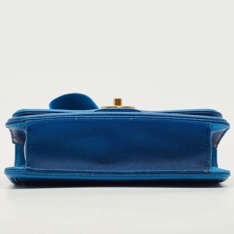 Pre Owned Chanel Sunset on the Sea Small Blue Quilted Caviar Leather Bag