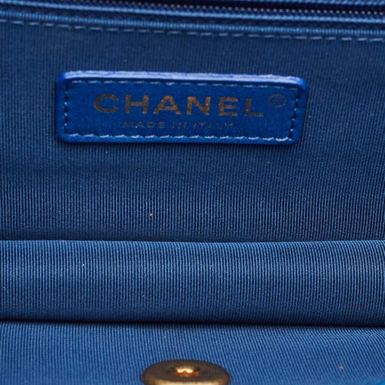 Pre Owned Chanel Sunset on the Sea Small Blue Quilted Caviar Leather Bag